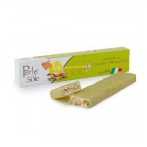 Lemon and pistachio flavored soft nougat Lemon and pistachio flavored soft nougat