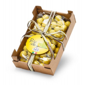 Limoncello flavored dragées in cardboard case
